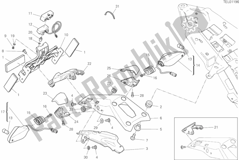 Toutes les pièces pour le Support De Plaque du Ducati Monster 1200 25 TH Anniversario USA 2019